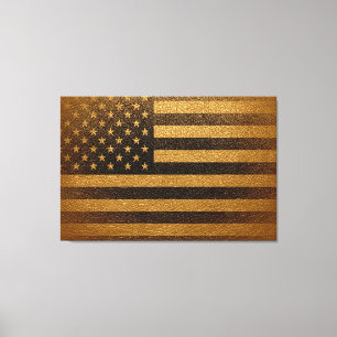 American Flagga Vintage Leather #2 Canvastryck