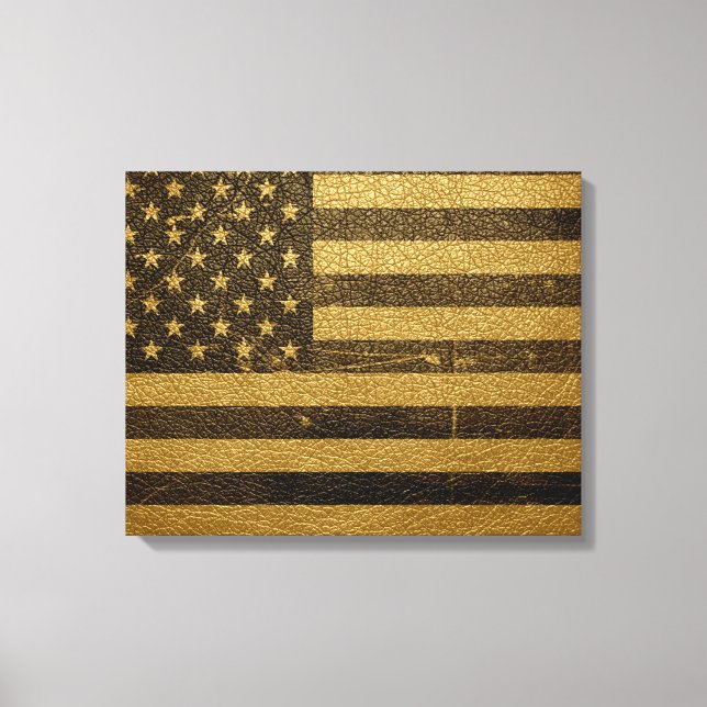 American Flagga Vintage Leather Canvastryck (Framsida)