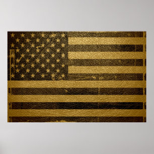 American Flagga Vintage Leather Poster