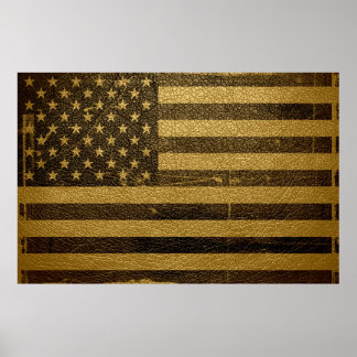 American Flagga Vintage Leather Poster