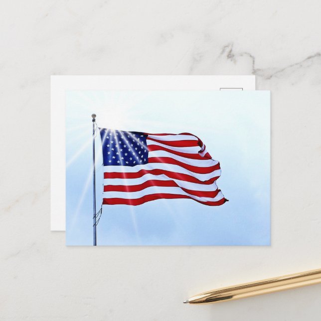 American Flagga-vykort Vykort (Fram/Back In Situ)