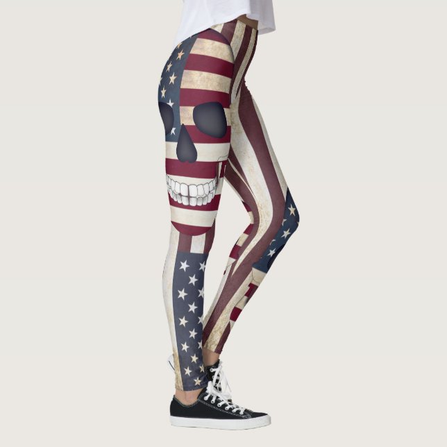 American Flagga w Döskallars Rustic Leggings (Höger)