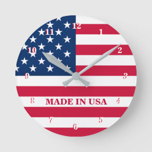 American Flagga Wall Clock Rund Klocka