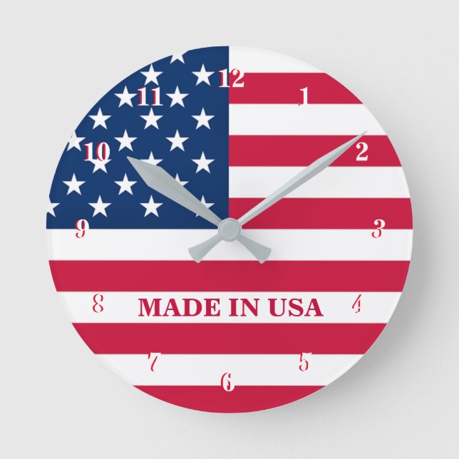 American Flagga Wall Clock Rund Klocka (Framsida)