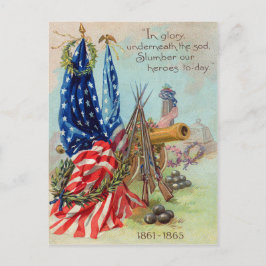 American Flagga WandeCivil Krig Memorial Vykort