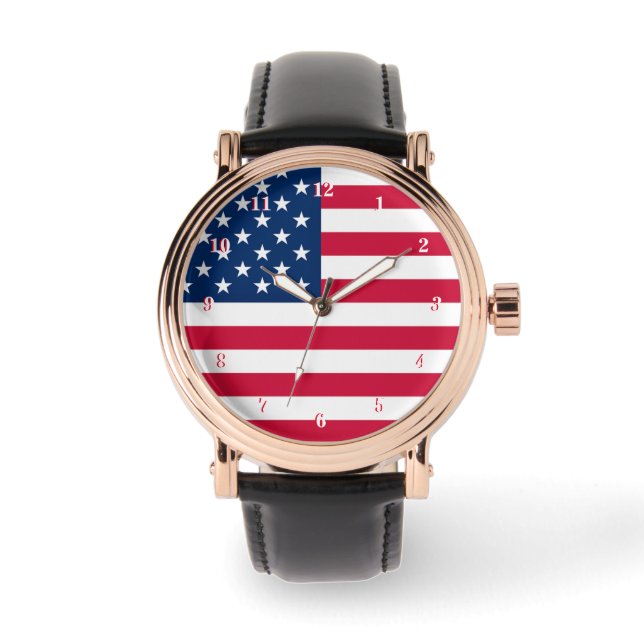 American Flagga Watch USA Patriotic Gift Armbandsur (Framsida)