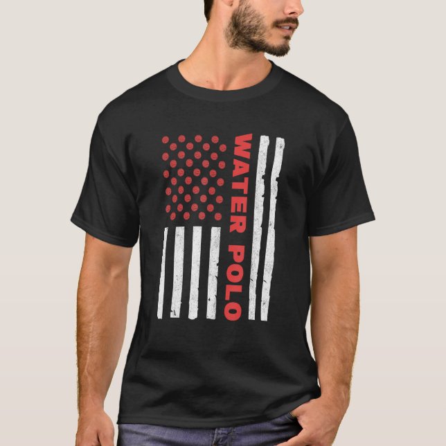 American Flagga Waterpolo Team Vatten Polo T Shirt (Framsida)