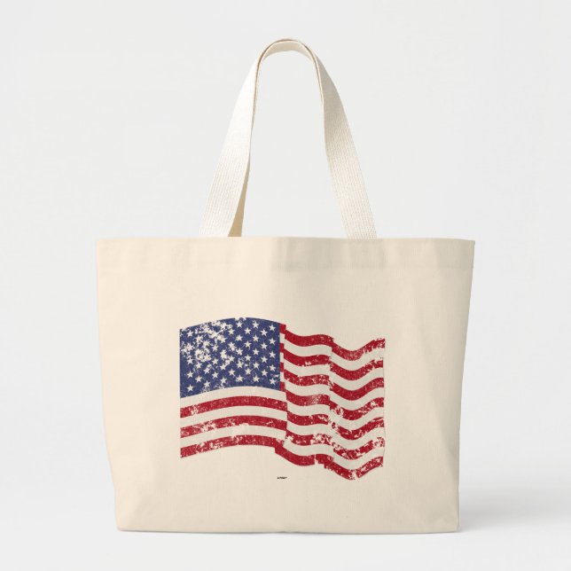 American Flagga Wave - Distress Jumbo Tygkasse (Framsidan)