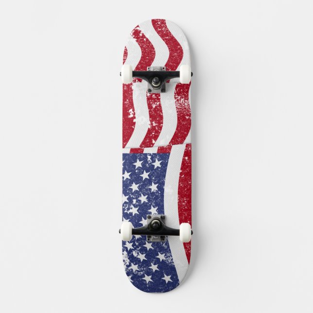 American Flagga Wave - Distress Skateboard Bräda 19,5 Cm (Framsida)