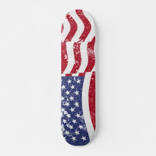 American Flagga Wave - Distress Skateboard Bräda 19,5 Cm