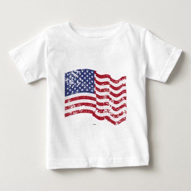 American Flagga Wave - Distress T Shirt (Framsida)