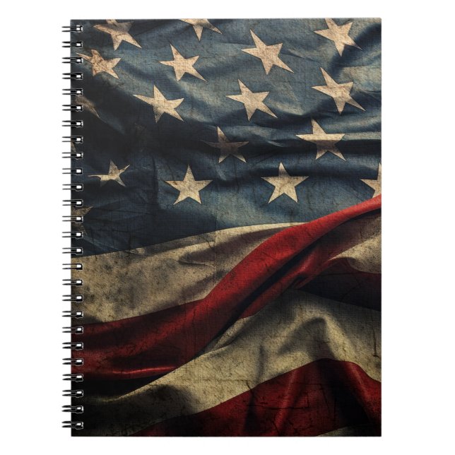 American Flagga Wave Fabric Notebook Anteckningsbok (Framsidan)