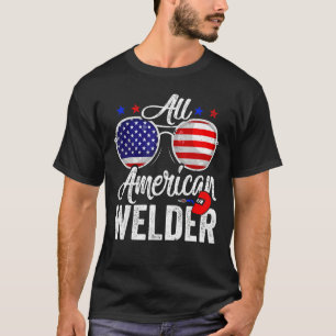 American Flagga Welder 4:e juli Patriotic Manar Wo T Shirt