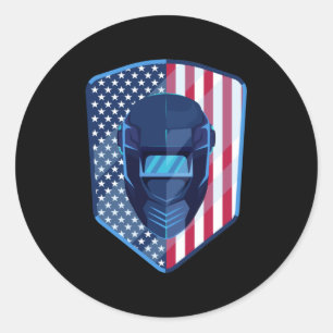 American Flagga Welder Patriotic Welder Runt Klistermärke