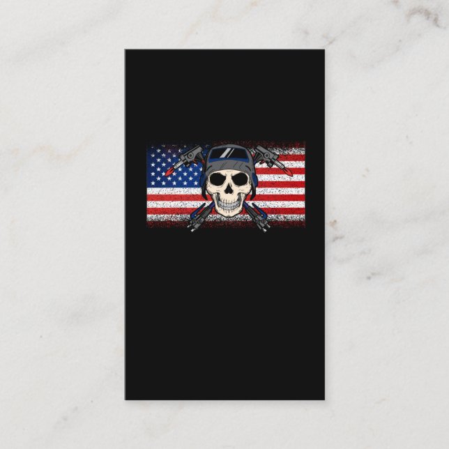 American Flagga Welder Skull Metalworking USA Weld Visitkort (Framsida)