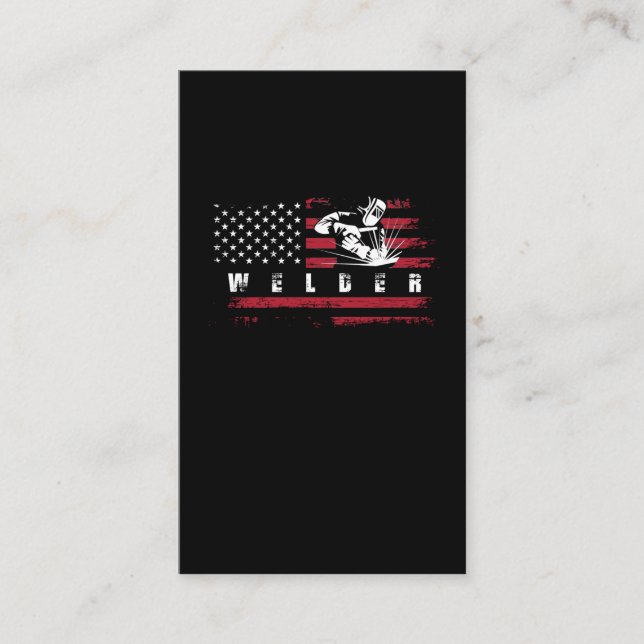 American Flagga Welder USA Metalworking Weld Visitkort (Framsida)