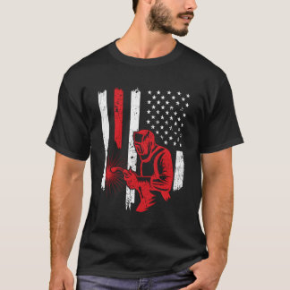 American Flagga Welder Welder Vintage Metall Worke T Shirt