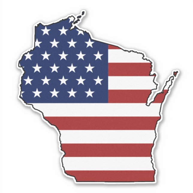 American Flagga Wisconsin Klistermärken (Framsida)