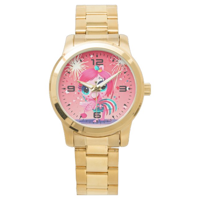 American Flagga with Flamingo Tecknad-69217 Armbandsur (Framsida)