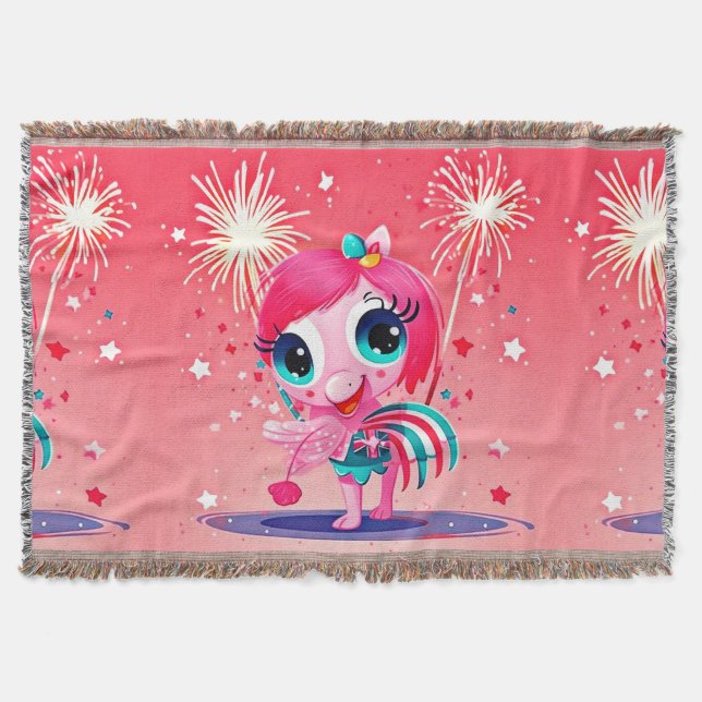 American Flagga with Flamingo Tecknad-69217 Filt (Framsidan)