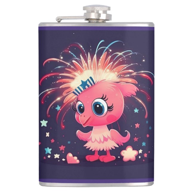 American Flagga with Flamingo Tecknad-69218 Fickplunta (Framsidan)