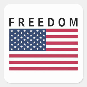 American Flagga with FREEDOM Text Fyrkantigt Klistermärke