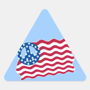 American Flagga with Peace Symbol Stickers Triangelformat Klistermärke
