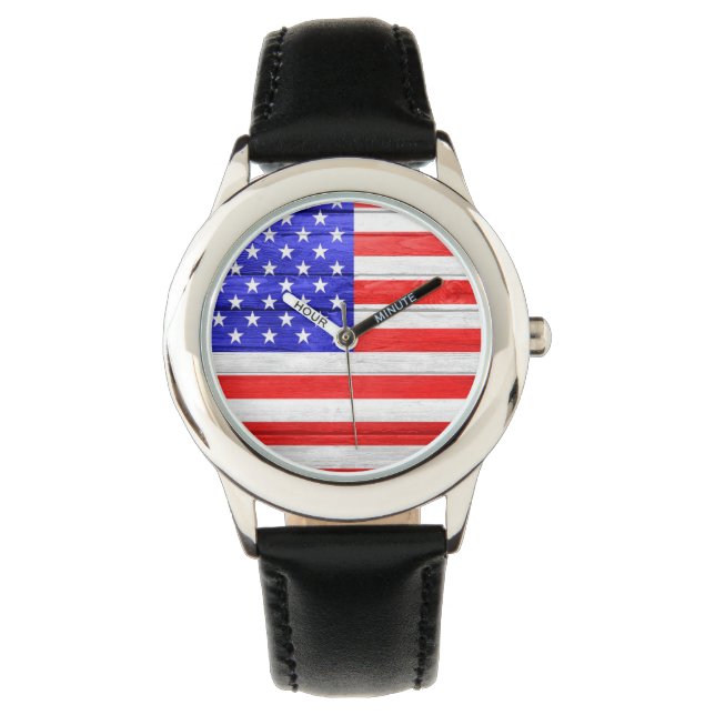 American Flagga Wood Armbandsur (Framsida)
