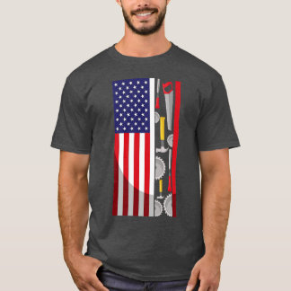 American Flagga Woodworkers Verktyg penter Patriot T Shirt