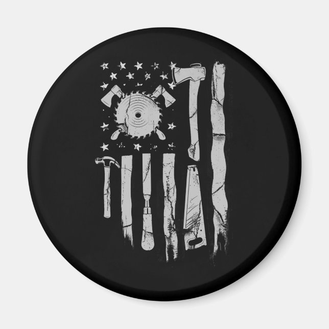 American Flagga Woodworking Carpenter Wood Magnet (Framsidan)