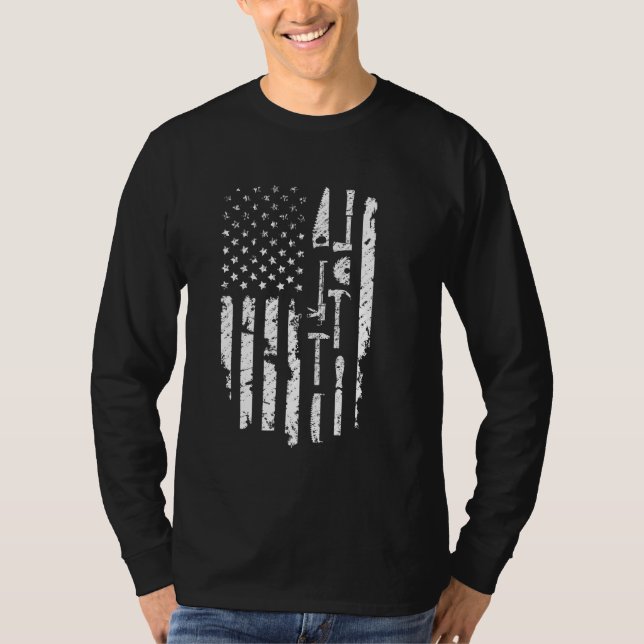 American Flagga Woodworking Gift Carpenter Carpent T Shirt (Framsida)