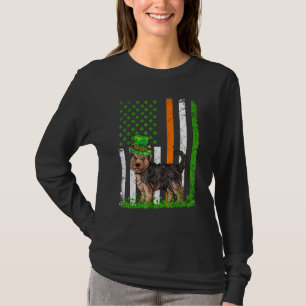 American Flagga Yorkshire Terrier Hund St Patricks T Shirt
