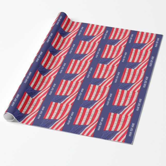 American Flaggor Gift Wrap, Personlig Presentpapper (Utrullad)