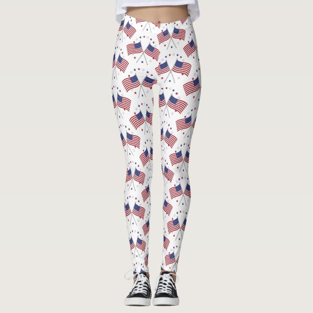 American Flaggor Thunder_Cove Patriotic 4:e juli Leggings (Framsida)