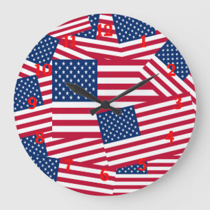 American Flaggor Wall Clock Stor Klocka