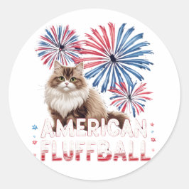 American Fluffball - Cat Sticker Runt Klistermärke
