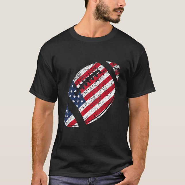 American Football 4th July American Flag Patriotic T Shirt (Framsida)