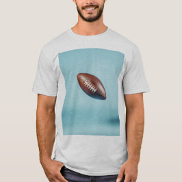 American football ball in the air with bright ligh t shirt