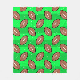American Football Balls - Pattern on Green Fleecefilt