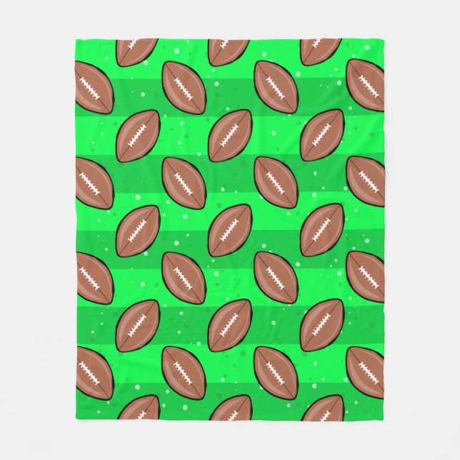 American Football Balls - Pattern on Green Fleecefilt (Framsidan)