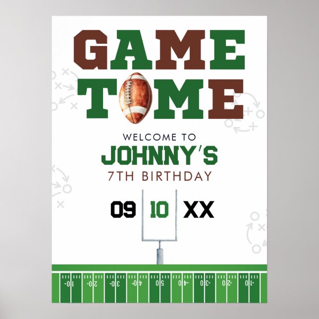 American Football Birthday Welcome Sign Poster (Framsidan)