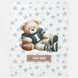American Football Blanket med Cute Nalle Fleecefilt