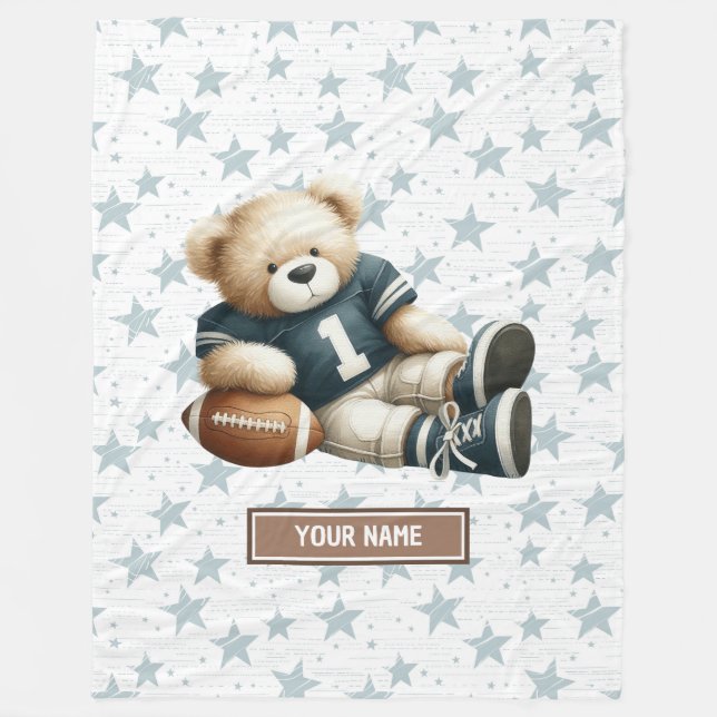 American Football Blanket med Cute Nalle Fleecefilt (Framsidan)