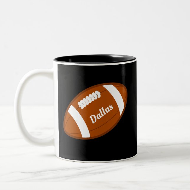 American Football Boll på Black Två-Tonad Mugg (Vänster)