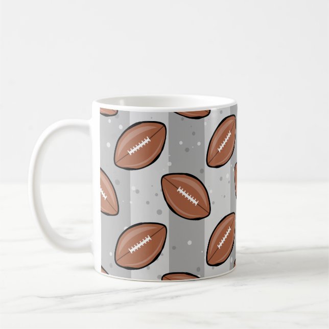 American Football Bollar - Mönster på Grått Kaffemugg (Vänster)