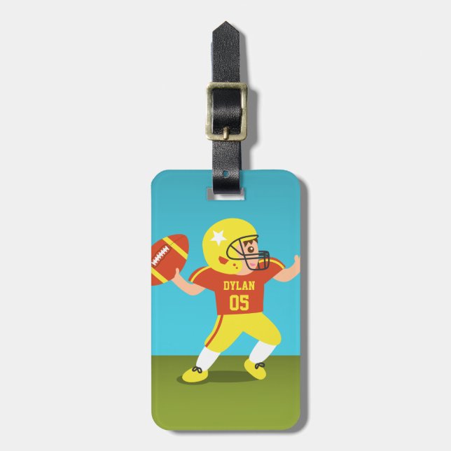 American Football Boy Kids Personlig Bagagebricka (Vertikal Framsida)