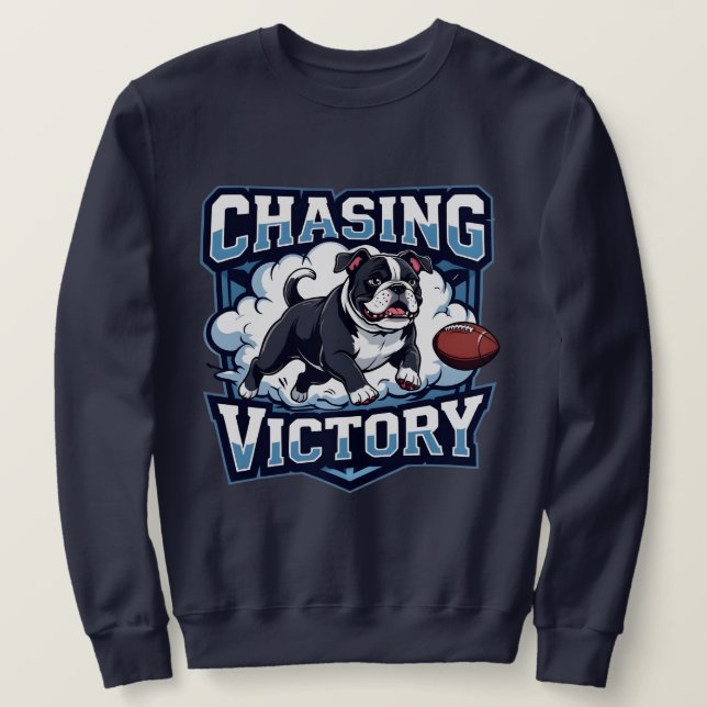 American Football Chasing Victory Lång Ärmad Tröja (Design framsida)