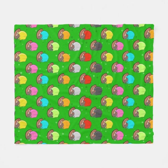 American Football - Colorful Helmet & Ball Pattern Fleecefilt (Framsidan (Horisontell))