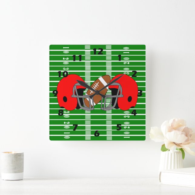 American Football Design Fyrkantig Klocka (Hem)