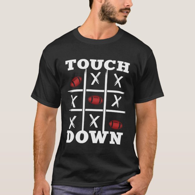 American Football Design tictactoe touchdown T Shirt (Framsida)